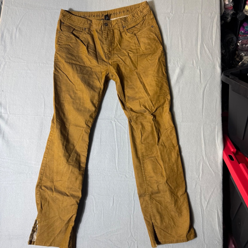 Prana Mens Slim Fit Organic Cotton Blend Stretch Pants Ochre 36W x 34L (29" Ins)